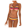 Bikini 2021 Mujer Women Colorful Boho Stripes Halter Push Up Bandeau Bikini Set Two Piece Swimsuits Biquini Monokini Brazilian