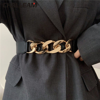 Women's leather wide belt matching dress jacket skirt coat belt fashion luxury jeans suit accessories x258