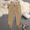 Women Summer Harem Pants with Waist Belt Bowtie Solid Trousers Ladies Casual Fashion Middle Waist Girls Street Fashion Clothing