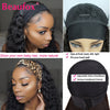 Beaufox Water Wave Headband Wig Human Hair Wigs For Black Women Brazilian Scarf Wig No Gel Glueless Remy Curly Human Hair Wigs