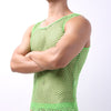 Sexy Fishnet Mens Undershirts Sleepwear Mesh Transparent Tank Tops Camiseta Sleeveless Shirts Fitness Casual Slip Homme Tops Tee