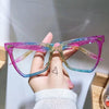 2021 Trends Office Anti Blue Light Oversized Glasses Men Women Flat mirror Personality Rice Nail Rainbow Frame Computer Goggles