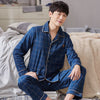 Winter Cotton Pajamas Set for Men Lounge Warm Sleepwear 2021 Algodon Pijamas Hombre Invierno Pj Homewear Blue Plaid Pyjama Homme