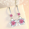 NEHZY 925 sterling silver new women's fashion jewelry pink blue white crystal zircon long tassel flower hook type earrings