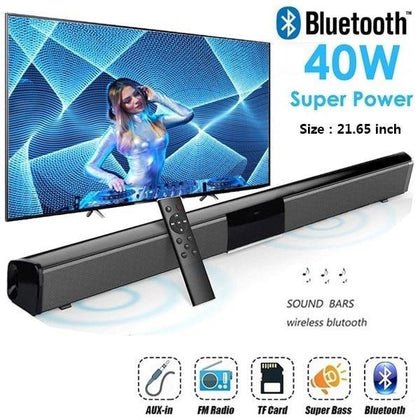 40W Super Power Wireless Bluetooth Soundbar Speaker Subwoofer TV Home Theater Soundbar + Remote Control - Surprise store
