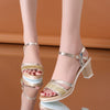 Summer Glitter Mirror Pu Gold Silver Bling Wedding Bridal Party High Heels Sandals Women Shoes Plus Size Platforms