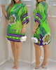 2021 Summer Women's Mini Tropical Print Half Sleeve Casual Dress Round Neck Chic