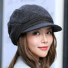 Knitted Winter Hats Women Solid Plain Octagonal Newsboy Cap Ladies Casual Artificial Wool Hat Winter Beret Painter Cap