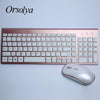2.4G Wireless Keyboard and Mouse Combo Orsolya Whisper-quiet,UK English/German DE/Italian IT layout keyboard,Rose Gold+Silver - Surprise store