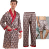 3 PCS Robe Pants Pajama Set 4XL 3XL Men Bathrobe Shorts Suit Silk Sleepwear for Men Kimono Home Soft Cozy Long-sleeved Bath Gown