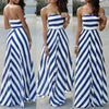 Womens Off Shoulder Striped Maxi Dress Party Long Maxi Beach Sundress Sexy Sleeveless Backless Dress Summer Dress Womens 2019