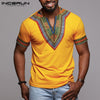 INCERUN Fashion Men Dashiki T Shirt V Neck Print Tops African Ethnic Short Sleeve Brand T-shirts Men African Clothes 2020 S-5XL