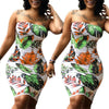 Women Summer Sleeveless Dresss New Floral Printed Strapless Bodycon Party Cocktail Mini Dress Plus Size Wrap Chest Dresses S-3XL