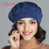 LILIYABAIHE trendy solid color new style lady hat stretchable cotton knitted wome beret cap with diamante checked decora
