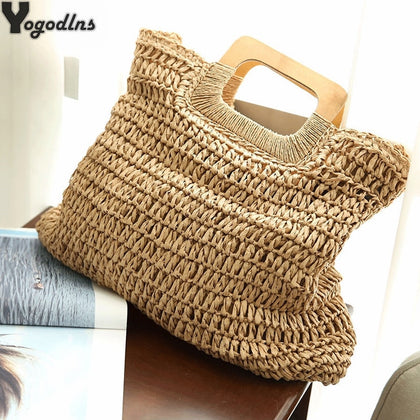 Handmade Bohemian 2021 Straw Handbags for Women Large Capacity Totes Bag Beach Travel Woven Top-Handle Summer Female Bags