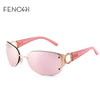 FENCHI Sunglasses Women Rimless Glasses Driving retro luxury brand Diamonds Mirror Design pink Sunglasses lentes de sol mujer