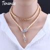 Tenande Jewelry Joias Steampunk Snake Head Necklaces For Women Hyperbole Gold Color Snake Chain Necklaces & Pendants Colar Mujer