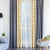 New Geometirc Two Colors Stitching Blackout Flax Curtains for Living Room Modern High-Quality Window Bedroom Blackout Curtain