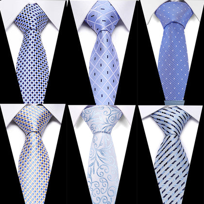 Luxury 7.5cm Men's Classic Tie Silk Jacquard Woven Plaid Check Striped Cravatta Ties Man