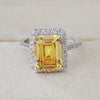 925 sterling silver Fashion yellow zircon Engagement Ring for women ladies girl big brand jewelry party gift moonso r4998