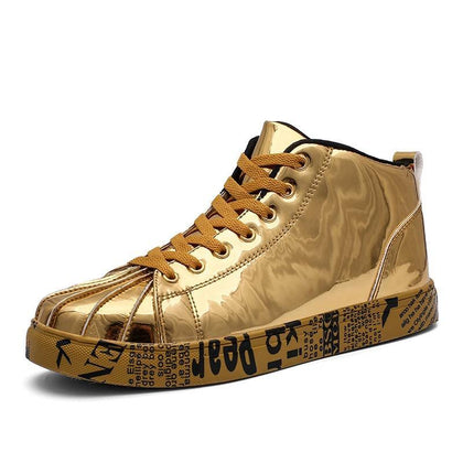 2019 Plus Size 46 Women/Men Fashion Graffiti Sneakers Shoes Bling Lovers Gold Silver Platform Flats Lady Casual krasovki Shoes - Surprise store