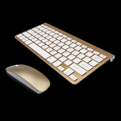 2.4Ghz Ultra-Thin Wireless Keyboard And Mouse Combo With USB Receiver Mouse Keyboard set For Apple PC WindowsXP/7/8/10(gold) - Surprise store