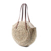 Fashion Round Straw Bags Rattan Women Shoulder Bags Casual Wicker Woven Handbags Moroccan Palm Basket Beach Bag Summer Big Tote