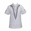 Mr Hunkle Men's Casual T-shirt African Vintage Embroidery Stand Neck Shirts Short Sleeve Golden and White Thin T-shirt For Men - Surprise store