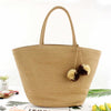 Rattan colored hair ball wild straw bag shoulder bag grass woven beach vacation bag female casual shopping big bag