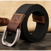 MEDYLA Belts For Men Double buckle Striped Adult Casual Men Knitted Belt Man Canvas Lengthen Strap