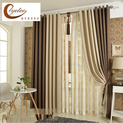 [byetee] Korean Solid Color Linen Curtain Shade Cloth Cotton Curtains Living Room Curtain Bedroom Finished Custom Curtains
