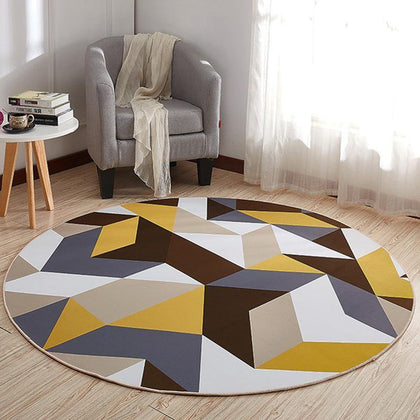 EHOMEBUY 2018 New Carpet Yellow Brown Geometric Anti Slip Rugs Round Carpet Floor Decoration Living Room Foot Pads Carpet Mat - Surprise store
