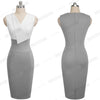 Summer Stylish Women Patchwork V-Neck Dress Elegant Casual Work Office Sleeveless Sheath Slim Dress EB529
