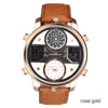 Men Quartz Watches 3 time zone Watch BOAMIGO LED Digital Sports Watches Male Leather wristwatches Man Clock Relogio Masculino
