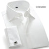 Men's French Cuff Dress Shirt Solid Twill Male Party Wedding Tuxedo Shirts with Cufflinks Easy Care Business Formal Clothing