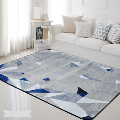 Geometric Nordic Blue Grey Printed Rectangle Carpet Rugs Living Room Bedroom Tapete Non-Slip Children Kids Soft Play Floor Mats - Surprise store