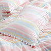Washed Cotton Single Pillowcase White/Pink Bedroom Decorative Cute Ball Side Pillow Cases Girls Room Pillow Cover