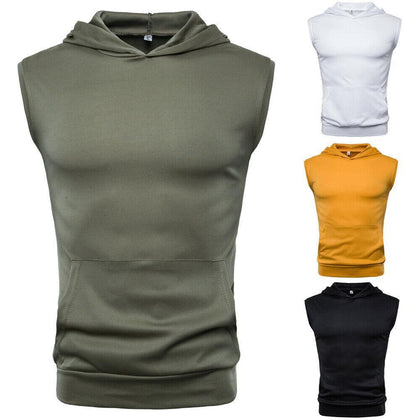 Men Hot Summer Muscle Hoodie Tank Tops Sleeveless Bodybuilding Gym Workout Fitness Shirts Vest Tops Men's Clothing - Surprise store