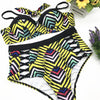 Women's Bikini Set Plus Size High Waisted Swimwear Stripe Bikinis Push Up Female Swimsuits 4XL Swimming Bathing Suit Gig Breasts