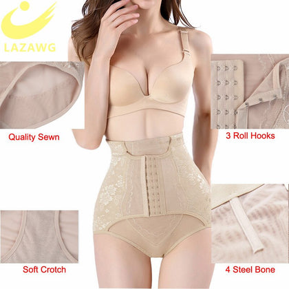 LAZAWG Women Firm Tummy Control Panties Body Shaper Underwear Seamless Shapewear Magic Body with Hooks Waist Trainer Butt Lifter