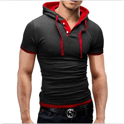 2017 Summer Fashion Hooded Sling Short-Sleeved Tees Male T-Shirt Slim Male Tops 4XL - Surprise store