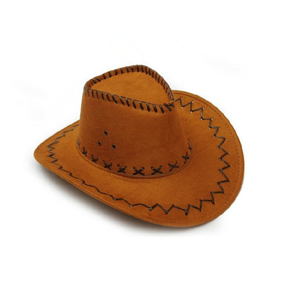 Parent-Child Summer Travel Sunscreen Suede Leather Western Cowboy Hat Men Women Kids Big Wide Brim Sun Jazz Cosplay Cap W2