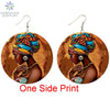 SOMESOOR Vinatge African Headwrap Woman Wood Drop Earrings Afrocentric Ethnic Boths Side Painting Jewelry For Blacks Gifts 1Pair