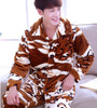 Male Coral Fleece Pajamas Men's Thickening Flannel Long Sleeves Homewear 2pcs Coral Velvet Nightwear Plus Size Sleepwear D-2078