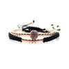 Gold Couple Bracelet Set Beads Men Bileklik Jewelry Adjustable Bracelets For Women Pulseira Masculina CZ Ball Armband Bangles
