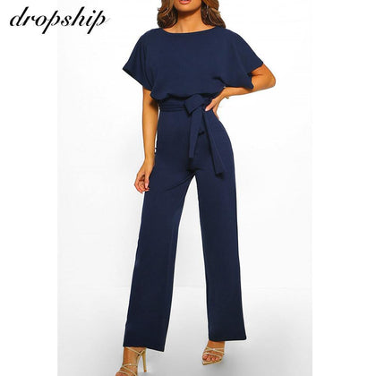 Dropship Jumpsuit Rompers Womens Overalls Women Jumpsuits 2019 Streetwear Plus Size Romper Spring Summer Lace-up Short Sleeve - Surprise store