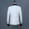 PYJTRL Brand Three Piece Wedding Fashion Brazer Suit Slim Fit Tuxedos For Men Shawl Lapel White Jacquard Prom Party Wear