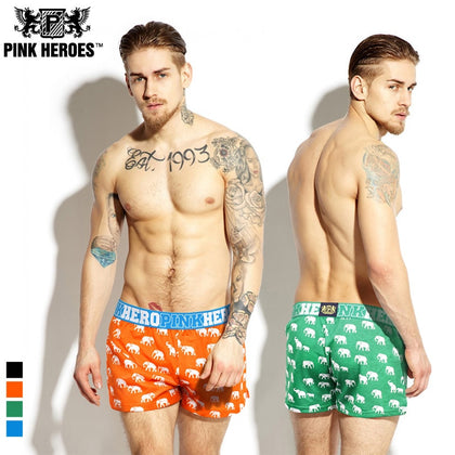 Pink Hero Brand Fashion Printing Shorts Men Cotton Cueca Boxers Men Boxer Short long boxers bermudas masculina de marca