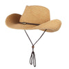 GEMVIE Western Cowboy Sun Hat Wind Lanyard For Men Women Wide Brim Straw Hat Beach Cap Panama Fishing Fisherman Cap Summer Hats