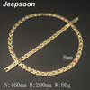 Wholesale Newest Fashion Stainless Steel Metal Silver Gold color Necklace And Bracelet Jewelry Set For Women SFKZAQEI